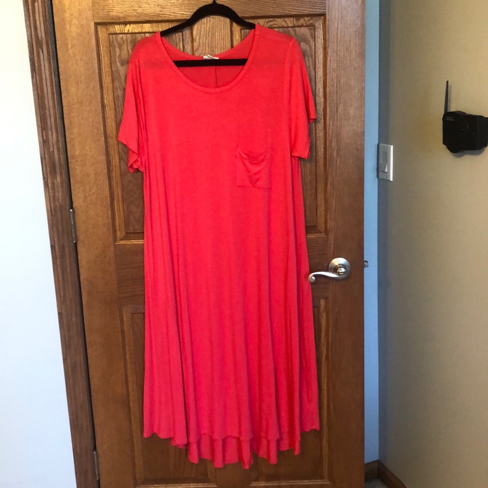 Retired Lularoe Stretchy Coral Carly Dress EUC
